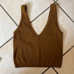 Brown ribbed tank top